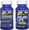 NARAVNI ZASTAVI NeuroLife + Dopamin Brain Food Bundele - podpira Duševni pogon in dolgoživost možganov* - 120 skupnih kapsul