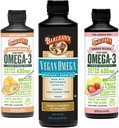 Barlean's Vegan Omega 3 Algae Oil Liquid Supplement Bundle, Vključuje Laneno seme in Algae olje mešanica, Ginger Peach, in roza limonade arome, EPA in DHA maščobne kisline