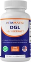 Vitamat DGL Licorice 3800 mg ekvivalent na serviranje (od 10:1 ekstrakta 380 mg) - 10X močnejši - podpira zdrave prebavne funkcije in dihalne funkcije - 200 kapsul