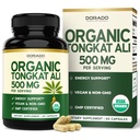 Organic Tongkat Ali for Men (500mg Per Serving, 60 Capsules) Longjack Root Extract Powder for Men & Women - Premium Tongkat Ali Supplement - Support Energy, Muscle Mass & Performance - Vegan & NON GMO