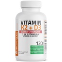 Bronsonov vitamin K2 (MK7) z D3 dodatno jakostjo za zdravje kosti in srca ne-GMO Formula 10.000 i.e. vitamin D3 & 120 μg vitamin K2 MK-7 Enostaven za požiranje vitamina D & K, 120 kapsul