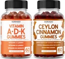 ADK Gummies Vitamin D3 K2 (60 Gummies) - dodatek z D & K - 10 Veganski dodatek - Ceylon Cinamon (60 kapsul) Prebava Skupna podpora Wellness - Ceylon Supplements - Vegan & Made in USA