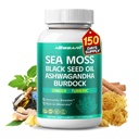 Sea Moss dodatek - 16-v-1 naravna mešanica s črnim oljem Ashwagandha Burdock Bladderwrack Ginger Dandelion - 150 Count - Made & Tested v ZDA