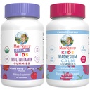 MaryRuth's Gummies for Kids–USDA Organic Multivitamin (Mexed Berry & Cherry), & Magnezij Calm (Hibiscus) 