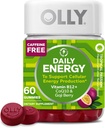 OLY Daily Energy Gummy, Caffeine Free, Vitamin B12, CoQ10, Goji Berry, odraslih žvečljivi dodatek, tropski okus - 60 Count