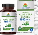 Brieofood Organic Aloe Vera 1500mg, 45 Služabniki, vegetarijanci, Gluten brez, 90 vegetarijanske tablete