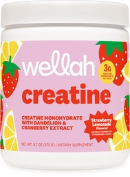 Wellah Kreatin za ženske - Kreatin monohidrat z Dandelion & Cranberry Extract (50 serviranja, jagodna limonada)