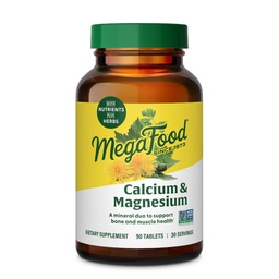 MegaFood Calcium Magnesium, Bone and Heart Support, 90 Tablets