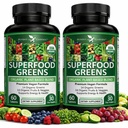 Potentni vrt 2-Pack Organic Superfood Greens, sadje in vegetarijanski dodatek Bogat z vitamini in antioksidanti z Alfalfa, Beet Root & Tart Cherry za povečanje energije, imunitete in Gut zdravje, 120 Ct