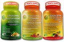 DOPOLNILNI STUDIO Imunska podpora paket – liposomski vitamin C 1500mg + liposomski glutation 500mg + Quercetin z bromelainom, cinkom in vitaminom C – Veganom, ne-GMO, izboljšane absorpcijske formule