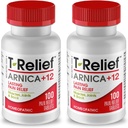 T-Relief Arnica +12 Naravno lajšanje aktivnosti za bolečine v hrbtu bolečine v mišicah bolečine v mišicah in čvrstost, celotno telo hitro deluje olajšava za ženske in moške - 100 tablet (2 paket)