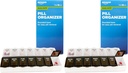 Osnovna nega (7-dan) AM/PM tablete organizator, vitaminski primer, in medicinske škatle, veliki oddelki, 2 krat na dan, črna in čista Lids (Pack z 2)