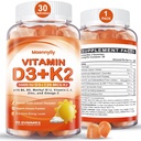 Vitamin D3 K2 Gumiji za odrasle - vitamin D3 5000IU + K2 (MK-7) 120mcg - dodatki brez sladkorja D3 in K2 z Omega-3, metil B12, B9, B6, vitamini E in cink - za absorpcijo kalcija in imuno zdravje