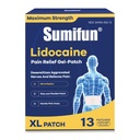 Sumifun 4% Lidocaine XL Pain Patches | Extra Large 4.72"x7.87" for Full Back & Thigh Coverage | Maximum Strength OTC Numbing | 8-Hour Medical Adhesion (X-Large, Count, 13)