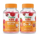 Življenjski biotin Otroci + Vitamin D3 + Vitamin K2 Otroci, Gumies Bundle - odličen okus, Vitamin dopolnilo, Gluten brezplačno, GSO brezplačno, Žvečljivi Gummy