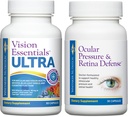 Premium Eye Health Bundle vključuje vizijo Essentials ULTRA za zdravje makule in mrežnice, očesni sevi, očesni tlak, suhe oči in očesni tlak in Retina obrambo za dodatno zdravo intraokularno