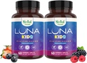 Nested Naturals Luna Otroci tablete za pomoč v spanju za otroke 4+ - naravno pridobljene sestavine - nežna, zeliščni dodatek s kamilico, melatonin, Valerian & Lemon Balm - 120 žvečljive tablete