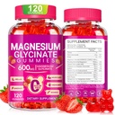 Magnezij Glycinate Gumies 600mg, Žvečljivi sladkor Brez kalija Magnezijev Gumies z magnezijevim glicinatom, vitamin D, B6 in CoQ10 za spanje, sprostitev, možgane in mišice, 60 dni dobave