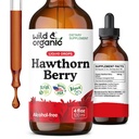 Wild & Organic Hawthorn Berry Tinkture 600 mg - Tekoči Hawthorne Berry dodatek za splošno podporo - Vegan, sladkor in alkohol brez izvlečkov sadja kapljice - 4 fl oz