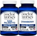 Dr. Morse's Saw Palmetto 5000mg & Cranberry 30000mg Bundle - Zdravje prostate, Sečni trakt podpora, in splošno Wellness za moške in ženske, FDA-Registriran, NSF-Certified 90 kapsule