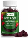YUM-V'S Beet Root Gummies z izvlečkom češnjeve pite - Berry Flavor Beetroot Gummies - Beet Chews for Blood Circulation and Antioksidant Support - Red Beets Gummies (Berry 60 Count (Pack of 1)