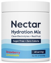 Nektar Brez sladkorja Elektroliti v prahu - Organski sadež Brez sladkorja ali kalorij - Hidracija Prašek za dehidracijo Relief in rehidracijo - Keto in Paleo (Storwberry Limonade 40 Serving Tub)
