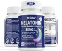 Melatonin 50 mg za odrasle - dodatna moč 9-v-1 hitro raztapljanje podjezično - w/vitamin D3 & MSM, sprostitev zeliščne mešanice-Ashwagandha, limonin balzam, pasijonka, kamilica, sugar brezplačno, Vegan 180 Servingations