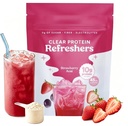 Clear Whey Protein Isolate Powder, Strawberry Flavor, Sugar Free, No Artificial Flavors or Colors, Collagen Peptides & Natural Caffeine Added, Post-Workout Recovery & Daily Nutrition