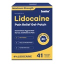 Sumifun 4% Lidocaine Patches Maximum Strength - Pain Relieving Gel Patch for Muscle Soreness, Back Ache, Knee, Neck & Joint Pains - Topical Analgesic (Large, Count, 41)