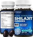 Čisti himalajski organski shilajit Gumies - Močni Shilajit Resin dodatek za moške in ženske - 100% naravni z 90+ Trace Minerals - Boost Energija, Vitalnost in Imunska podpora - 60 Gumies