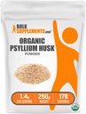 BulkSupplements.com Organski Psyllium Husk Powder - Psylium Husk Powder for Peking, Fiber Supplement - Gluten Free, 1.4g na Serving, 250g (8.8 oz) (Pack of 1)