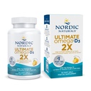 Nordic Naturals Ultimate Omega 2X z vitaminom D3, limonino aromo - 60 Soft Gels - 2150 mg Omega-3 + 1000 i.e. D3 - EPA & DHA - Možgani, srce, & Imunsko zdravje - 30