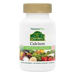 NaturesPlus Source of Life Garden Calcium - 120 Capsules - Calcium Supplement with Magnesium & 20 Whole-Food Extracts - USDA Certified Organic, Non-GMO, Vegan, Gluten Free - 30 Servings
