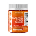 Vitamat Magnezijev Citrat Gumies 600mg na Serving - 240 Veganski Gumies - Naravna malina Okus - Visoka absorpcija Magnezijev dodatek - Podpira Živčne, kosti in mišice zdravje