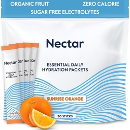 Nectar Hydration Packets – Elektrolitski paketi v prahu – brez sladkorja ali kalorij – Tekoči organski sadeži na dan IV Elektroliti v prahu za dehidracijo in hitro rehidracijo (Orange 30 Pack)