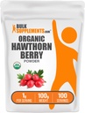 BulkSupplements.com Organic Hawthorn Berry Powder - zeliščni dodatek, Hawthorn Berry Organic - Vegan & Gluten Free, 1g na Serving, 100g (3.5 oz) (Pack of 1)