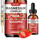 Triple Magnezij kompleks dopolnilo, Magnezij Glicinat, Mešanica, Citrate tekoče kapljice 1000mg z Ashwagandha, CoQ10, Vitamin B6, C, D, Cink -Support Calm Stress Relief, kosti, mišice, Mood Vegan