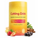 Cutting Mix for Gut Health Support Prebiotic Formula with Yerba Mate Supports Satiety, Energy & Metabolism Sugar Free, Vegan, Strawberry açaí Drink, 30 Sticks