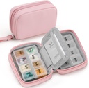 Zannaki Cute tablete Organizator za torbico z dvema odstranljivi 7-dnevno tabletke škatle, Travel PU usnje tablete primeru, Prenosni tedenski tabletke kontejner s shranjevanjem vrečko za zadrževanje vitaminov, ribje olje, dodatki (Pink)