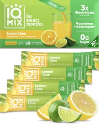 IQMIX Hidracija Elektrolitni prašek – 4-v-1 Formula za hidracijo, mentalno jasnost, razpoloženje in regeneracijo – pijača brez sladkorja Mix, Keto, Magnezij L-treonat, levja griva – 20 Count Lemon Lime