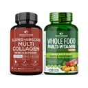 Zdrava Wellness Super-Absorb Več kolagenske tablete (tip I II III V X) Organska zelišča in bioperin + cela hrana Multivitaminski za moške - naravni multi vitamini, minerali, ekološki ekstrakti