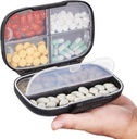 Sukuos potovalne tablete Organizator teden z dvojno ključavnico, Prenosne tablete polje z velikim 7 Kompartment, Airtight Daily Medicine Case Container z nalepkami za vitamine/ribja olja/dodatki
