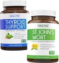 Obliž St. John's Wort & Podpora ščitnici - Mood Boost & Balance Bundle - St. John's Wort (Nen-GMO) z močnim 900mcg Hypericin Extract & Podpora ščitnice z jodine za izboljšanje energije