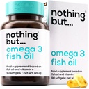 Omega 3 Fish Oil Natural Supplement 1000 mg - Heart Health, Brain, and Joint Support with Vitamin E, DHA and EPA - Easy to Swallow Burpless 90 Softgels