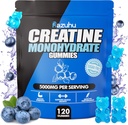 Pre Workout hcl kreatin monohidrat Gumies, 120 Modra žvečenje za moške (Blueberry), kreatin hcl Energy Supplement za ženske, sirotkin izolat Vitalni vir Feminine Gumies