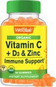 NowYeah Organic Vitamin C + D3 + Cink Gumies - Imunsko povečanje, antioksidant-Rich, in zdravje kosti podporo, USDA Organic, Vegan, in Non-GMO - Gluten-free, Nut-free Gummy - 60 grof