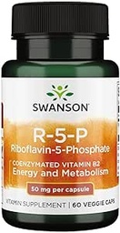 Swanson R-5-P (Riboflavin-5-Fosfat) - Vitamin B2 dodatek Spodbujanje energije, Presnova in vizija Zdravje - Naravna Wellness Formula - (60 kapsul)