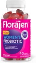 Florajen ženski probiotični gumiji - trojni akcijski prebiotik + probiotik + brusnica za digestiv, sečil, in imunske podpore - hitro delovanje - Vegan & Gluten-free - 40-Count