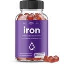 NutraChamps železove žvečilke z vitaminom C - 20mg, podpora za tvorbo krvnih celic, 60 Veganskih žvečilnih gumijev za pomanjkanje železa in anemijo, energijo, fokus, imunosti