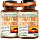 Moringa + Kurkumin dodatek za skupno zdravje, Gut zdravje, energijo in imunske podpore - Total Wellness Formula - Tumerski kurkumin s črnim poprom & Moringa Pure kapsule - 60 Count - 2 Pack